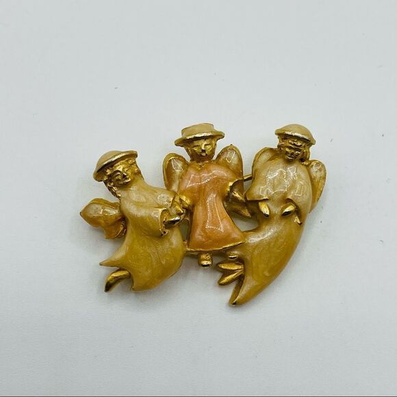 Vintage Enamel Angel Pin Brooch - Picture 1 of 2